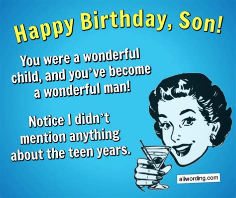 happy birthday funny son|humorous birthday greetings for son.